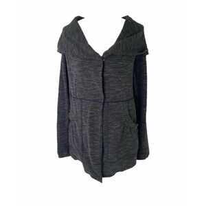 Lululemon Women’s Jacket Grey Black Athletica Hooded Button Sweatshirt Size 6